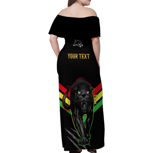 personalised-nrl-panthers-family-matching-off-shoulder-maxi-dress-and-hawaiian-shirt-premiers-2023-three-peat-proud-of-our-boys-black