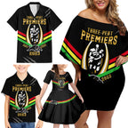 personalised-nrl-panthers-family-matching-off-shoulder-short-dress-and-hawaiian-shirt-premiers-2023-three-peat-proud-of-our-boys-black