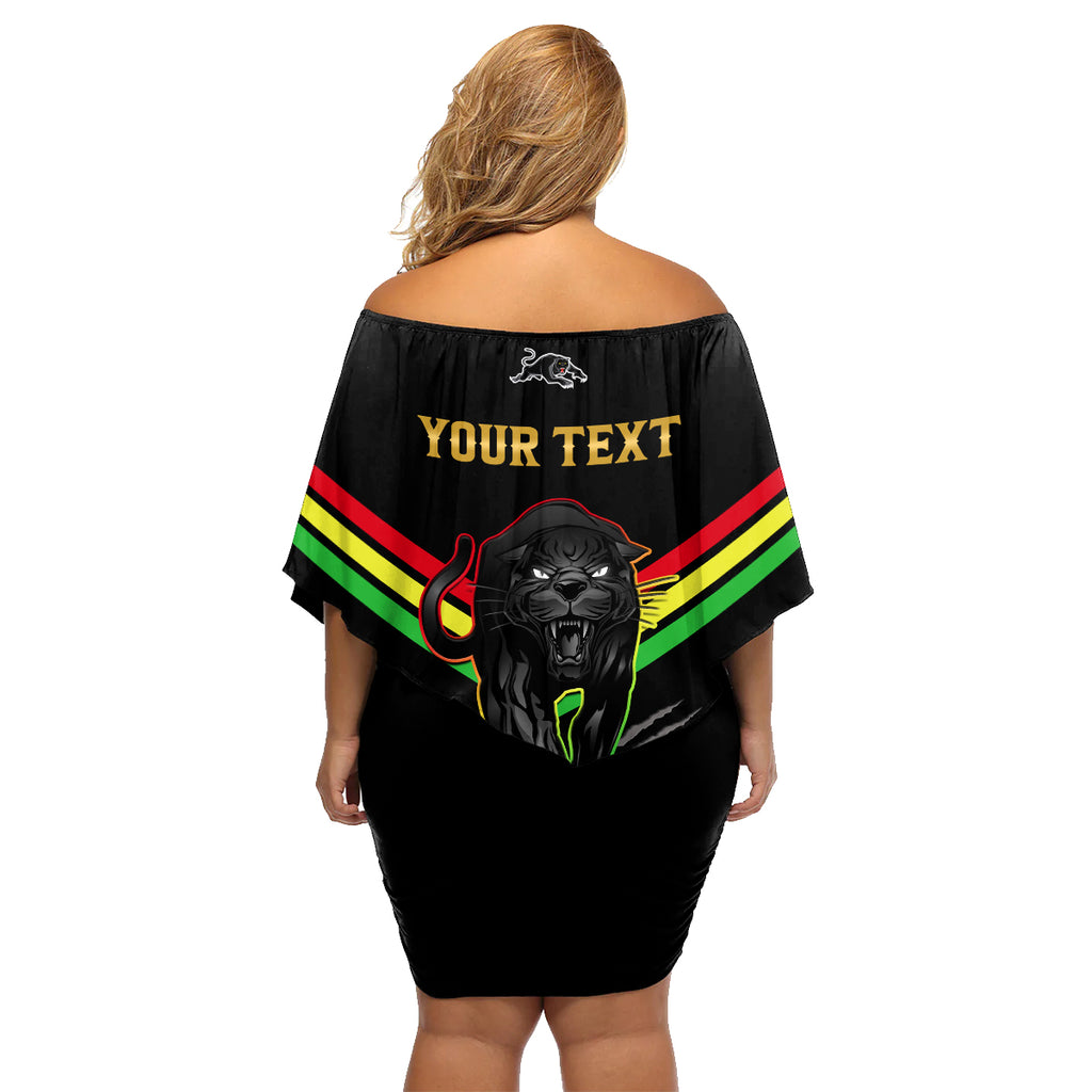 personalised-nrl-panthers-family-matching-off-shoulder-short-dress-and-hawaiian-shirt-premiers-2023-three-peat-proud-of-our-boys-black