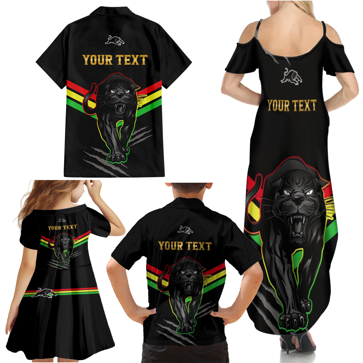 personalised-nrl-panthers-family-matching-summer-maxi-dress-and-hawaiian-shirt-premiers-2023-three-peat-proud-of-our-boys-black