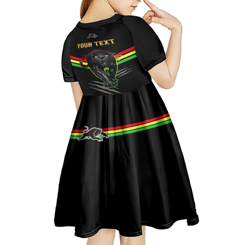 personalised-nrl-panthers-kid-short-sleeve-dress-premiers-2023-three-peat-proud-of-our-boys-black