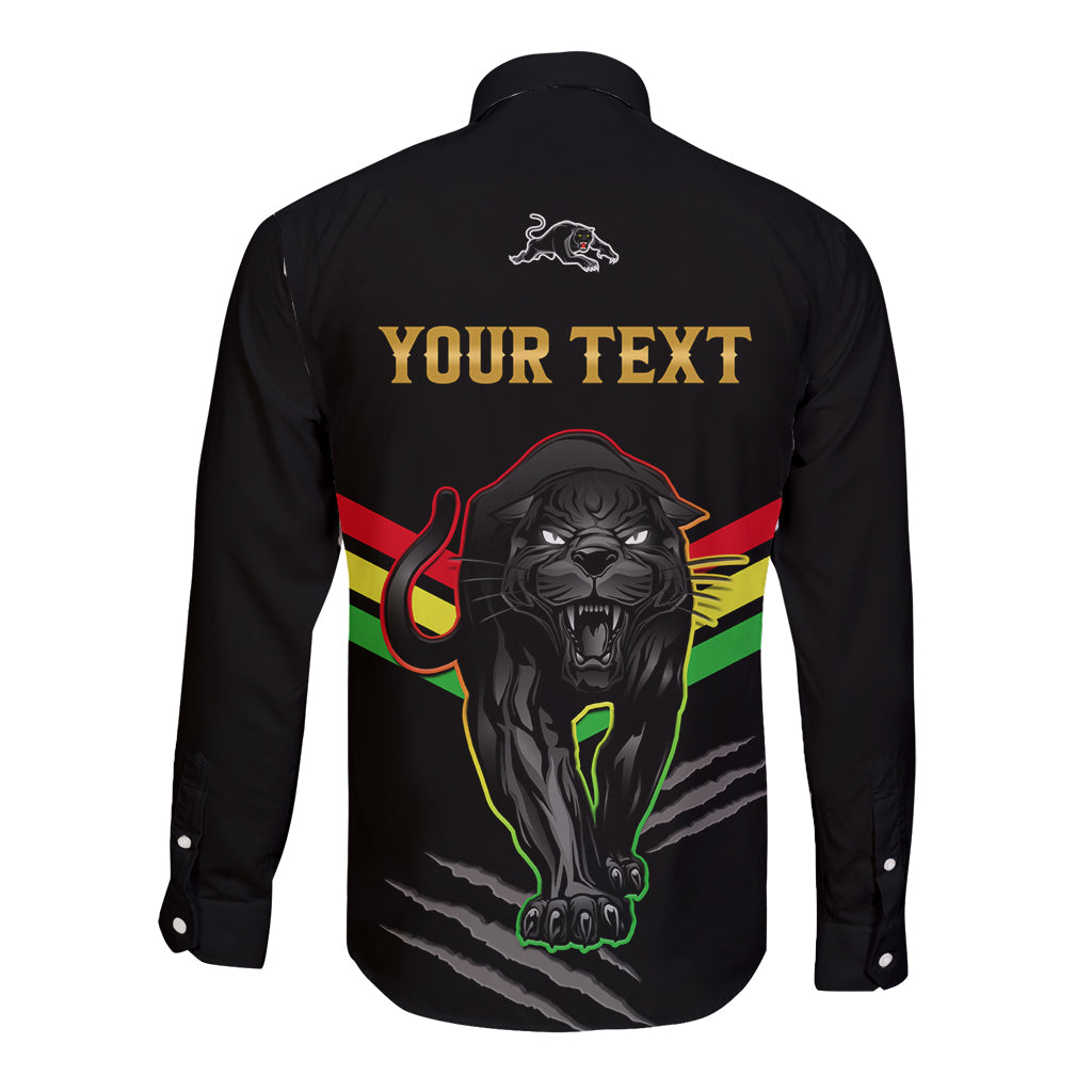 personalised-nrl-panthers-long-sleeve-button-shirt-premiers-2023-three-peat-proud-of-our-boys-black