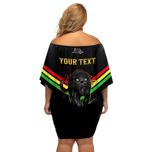 personalised-nrl-panthers-off-shoulder-short-dress-premiers-2023-three-peat-proud-of-our-boys-black