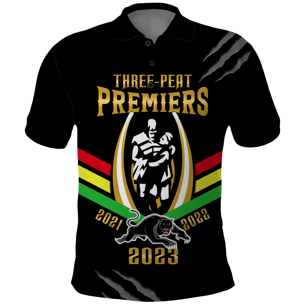 personalised-nrl-panthers-polo-shirt-premiers-2023-three-peat-proud-of-our-boys-black