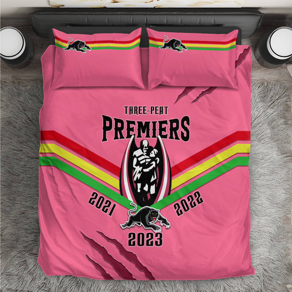 nrl-panthers-bedding-set-premiers-2023-three-peat-proud-of-our-boys-pink