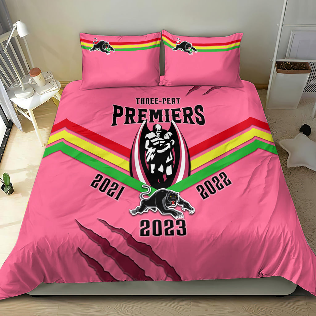 nrl-panthers-bedding-set-premiers-2023-three-peat-proud-of-our-boys-pink