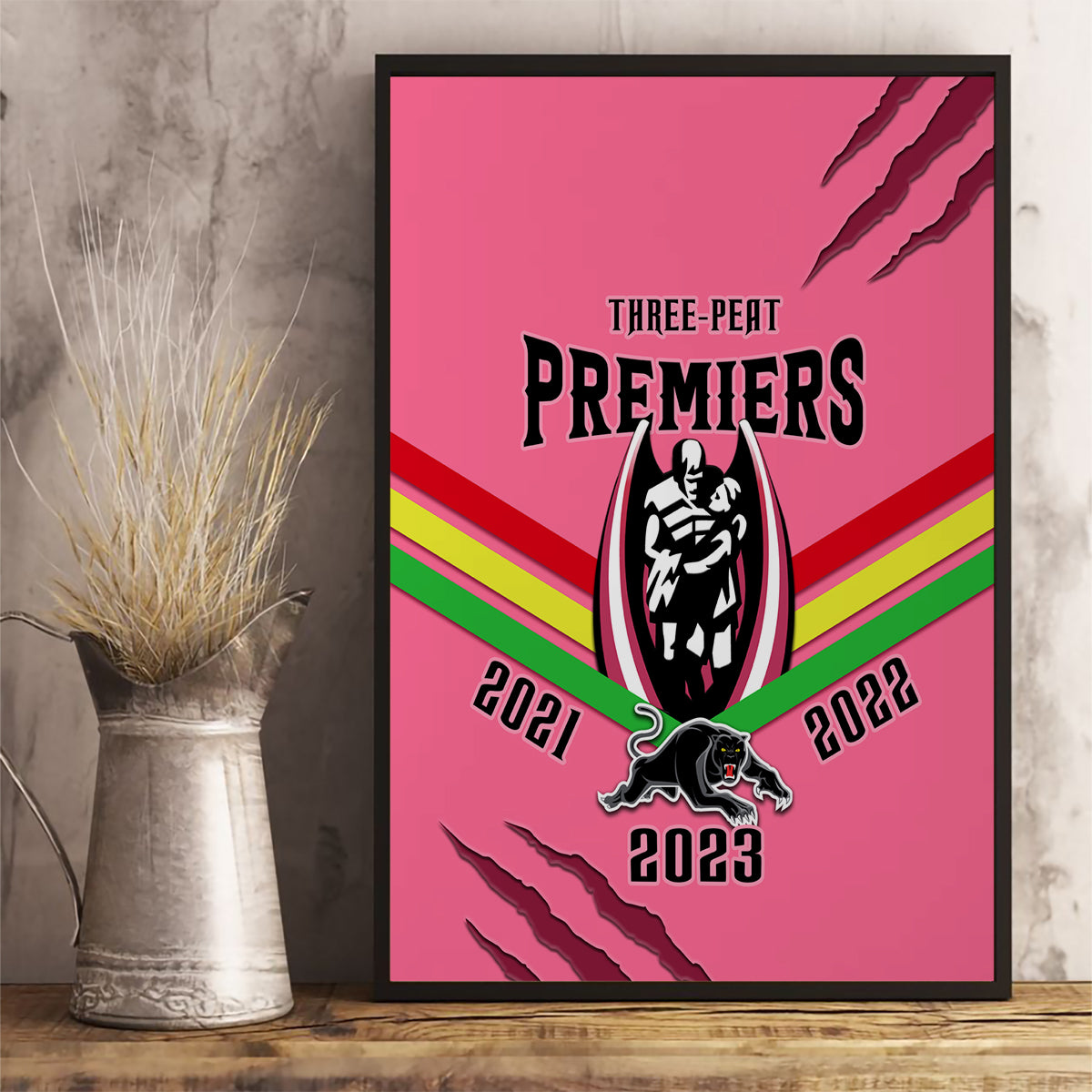 nrl-panthers-canvas-wall-art-premiers-2023-three-peat-proud-of-our-boys-pink