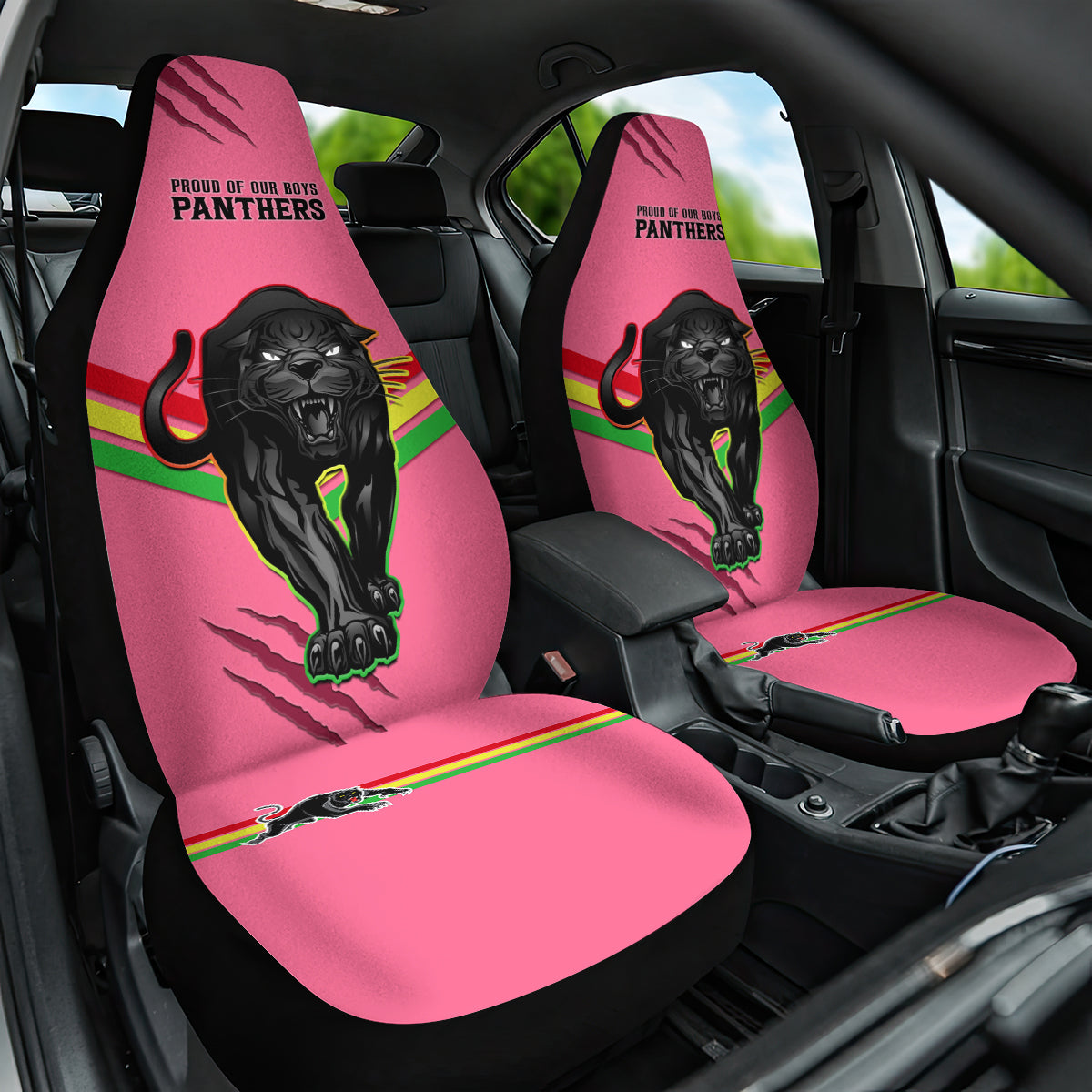 nrl-panthers-car-seat-cover-premiers-2023-three-peat-proud-of-our-boys-pink