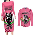 nrl-panthers-couples-matching-long-sleeve-bodycon-dress-and-long-sleeve-button-shirts-premiers-2023-three-peat-proud-of-our-boys-pink
