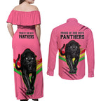 nrl-panthers-couples-matching-off-shoulder-maxi-dress-and-long-sleeve-button-shirts-premiers-2023-three-peat-proud-of-our-boys-pink