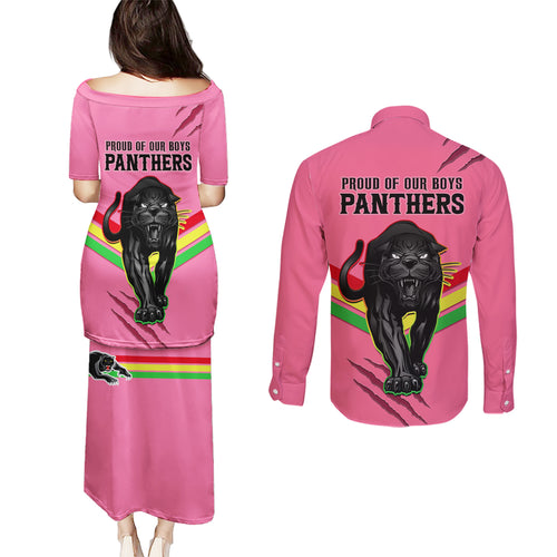 nrl-panthers-couples-matching-puletasi-dress-and-long-sleeve-button-shirts-premiers-2023-three-peat-proud-of-our-boys-pink