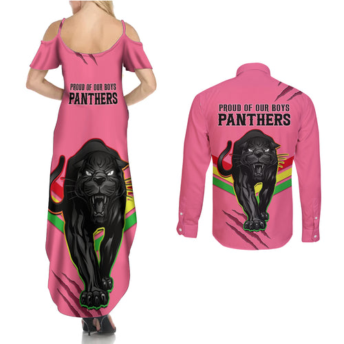 nrl-panthers-couples-matching-summer-maxi-dress-and-long-sleeve-button-shirts-premiers-2023-three-peat-proud-of-our-boys-pink