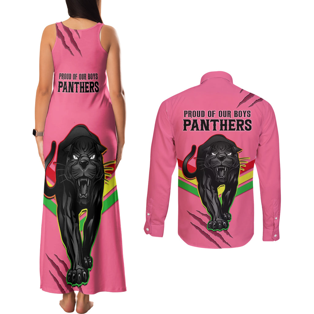 nrl-panthers-couples-matching-tank-maxi-dress-and-long-sleeve-button-shirts-premiers-2023-three-peat-proud-of-our-boys-pink