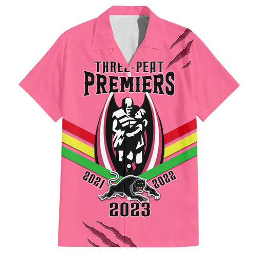 nrl-panthers-family-matching-long-sleeve-bodycon-dress-and-hawaiian-shirt-premiers-2023-three-peat-proud-of-our-boys-pink