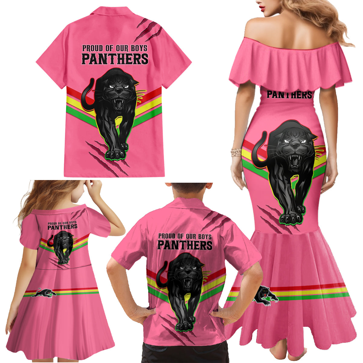 nrl-panthers-family-matching-mermaid-dress-and-hawaiian-shirt-premiers-2023-three-peat-proud-of-our-boys-pink