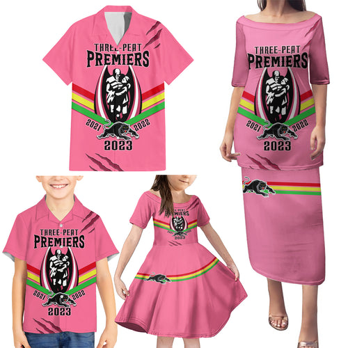 nrl-panthers-family-matching-puletasi-dress-and-hawaiian-shirt-premiers-2023-three-peat-proud-of-our-boys-pink