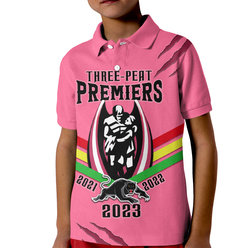 nrl-panthers-kid-polo-shirt-premiers-2023-three-peat-proud-of-our-boys-pink