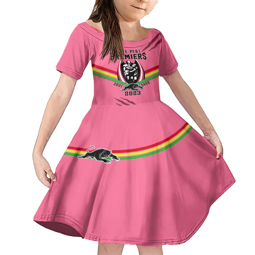nrl-panthers-kid-short-sleeve-dress-premiers-2023-three-peat-proud-of-our-boys-pink
