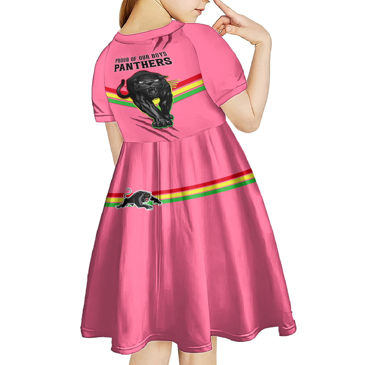 nrl-panthers-kid-short-sleeve-dress-premiers-2023-three-peat-proud-of-our-boys-pink