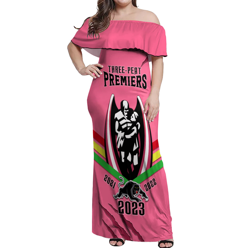 nrl-panthers-off-shoulder-maxi-dress-premiers-2023-three-peat-proud-of-our-boys-pink