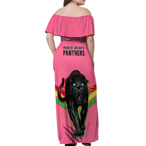 nrl-panthers-off-shoulder-maxi-dress-premiers-2023-three-peat-proud-of-our-boys-pink