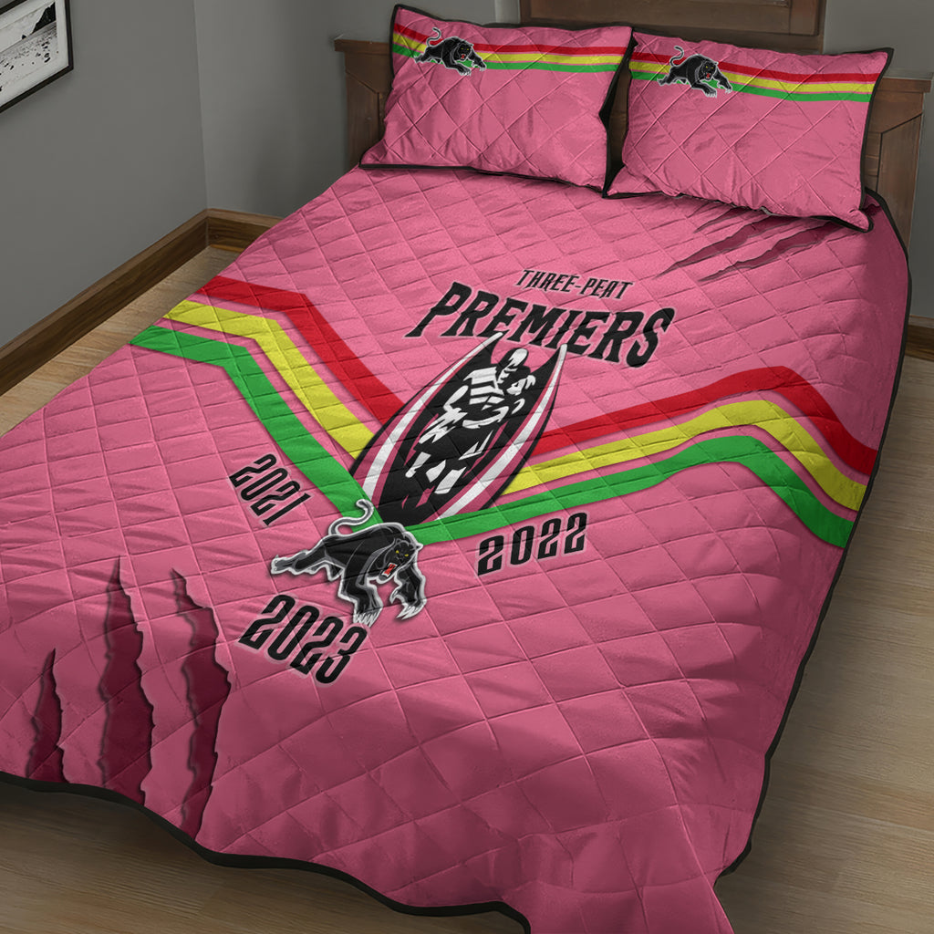 nrl-panthers-quilt-bed-set-premiers-2023-three-peat-proud-of-our-boys-pink