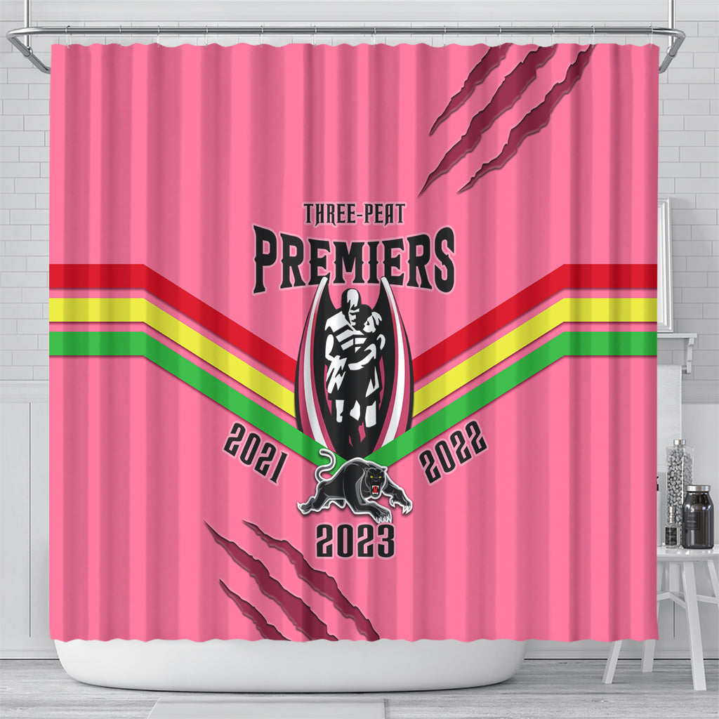 nrl-panthers-shower-curtain-premiers-2023-three-peat-proud-of-our-boys-pink