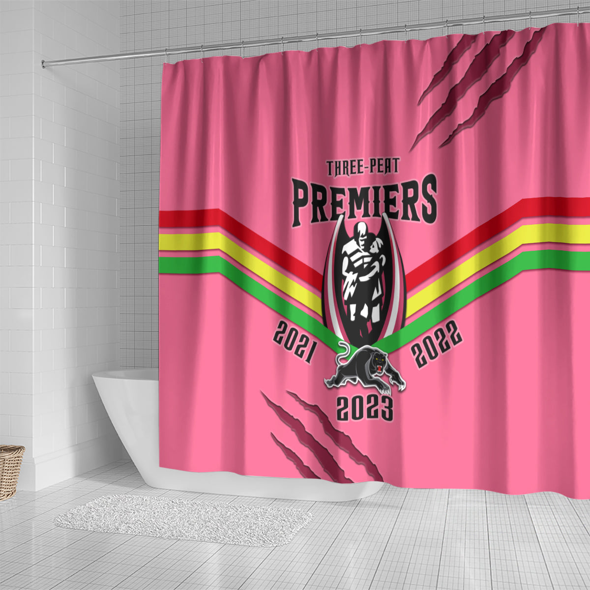 nrl-panthers-shower-curtain-premiers-2023-three-peat-proud-of-our-boys-pink