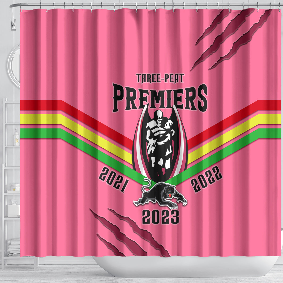 nrl-panthers-shower-curtain-premiers-2023-three-peat-proud-of-our-boys-pink