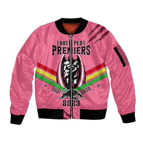 nrl-panthers-sleeve-zip-bomber-jacket-premiers-2023-three-peat-proud-of-our-boys-pink