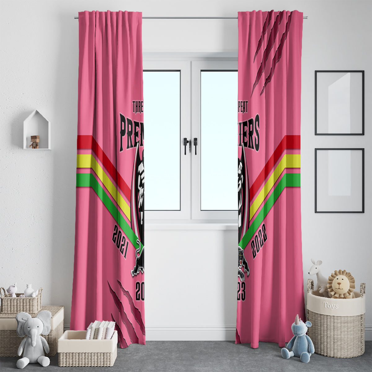 nrl-panthers-window-curtain-premiers-2023-three-peat-proud-of-our-boys-pink