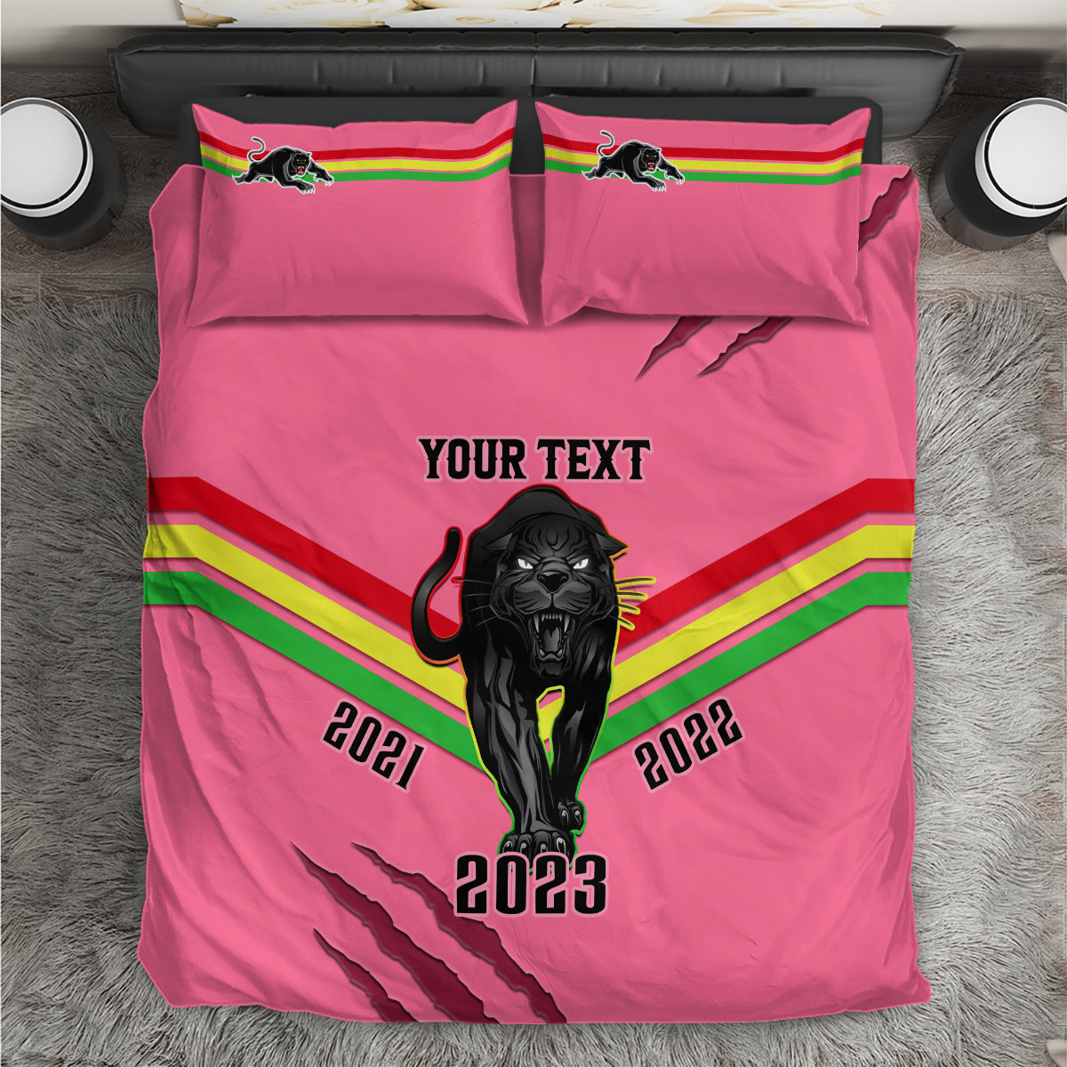 personalised-nrl-panthers-bedding-set-premiers-2023-three-peat-proud-of-our-boys-pink