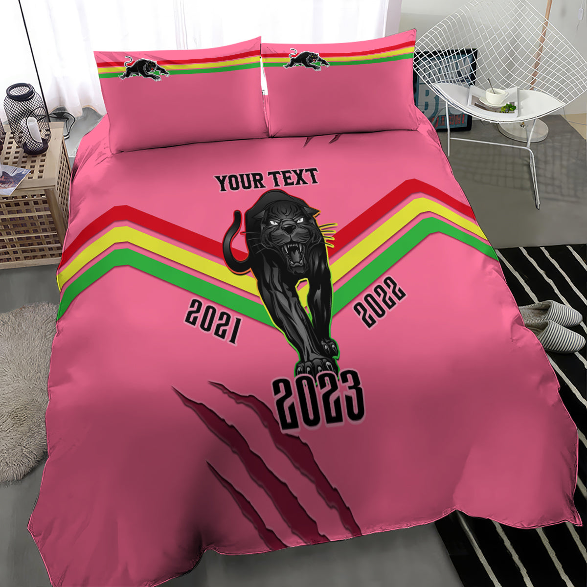 personalised-nrl-panthers-bedding-set-premiers-2023-three-peat-proud-of-our-boys-pink