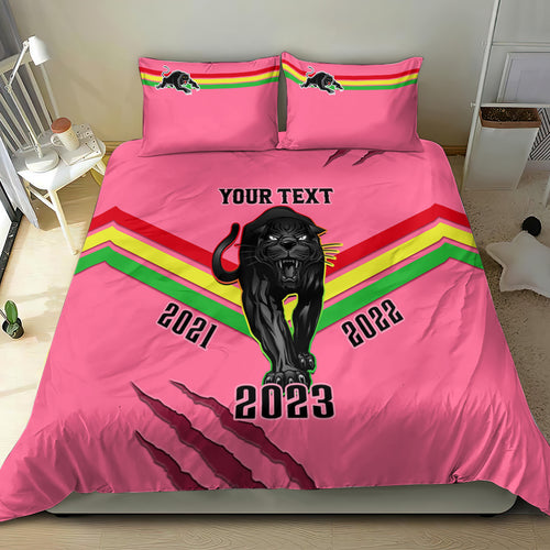 personalised-nrl-panthers-bedding-set-premiers-2023-three-peat-proud-of-our-boys-pink