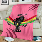 Personalised NRL Panthers Blanket Premiers 2023 Three Peat Proud Of Our Boys Pink LT14