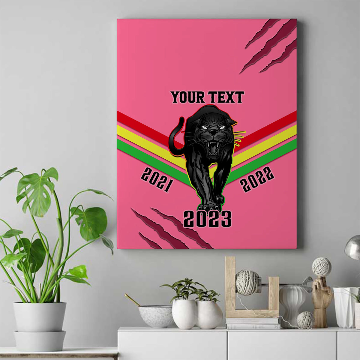 personalised-nrl-panthers-canvas-wall-art-premiers-2023-three-peat-proud-of-our-boys-pink