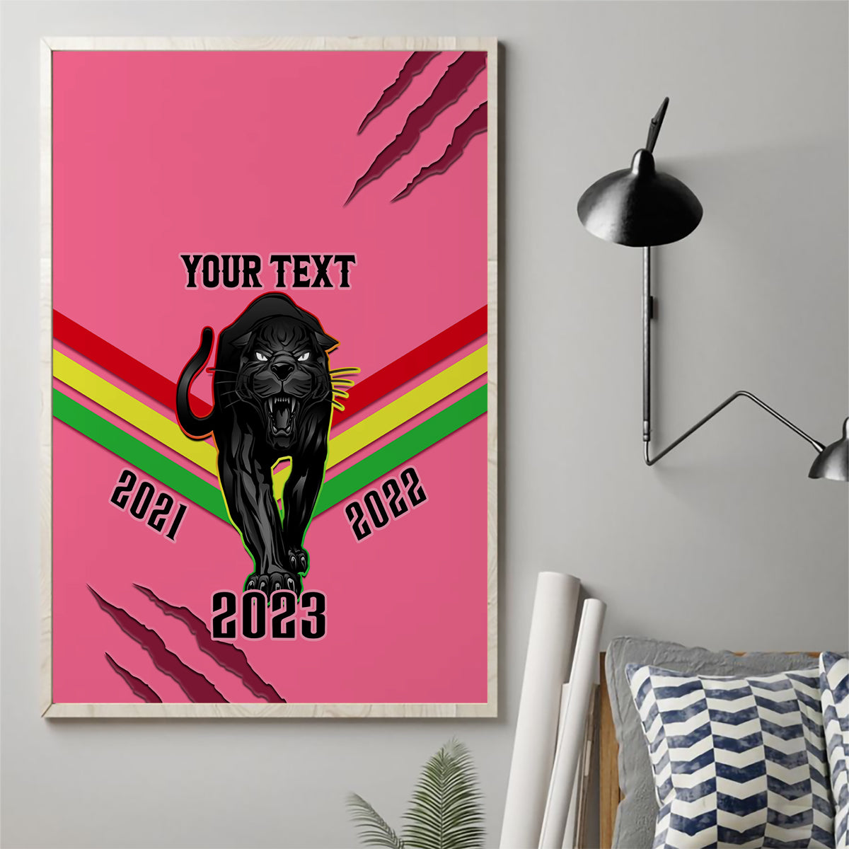 personalised-nrl-panthers-canvas-wall-art-premiers-2023-three-peat-proud-of-our-boys-pink