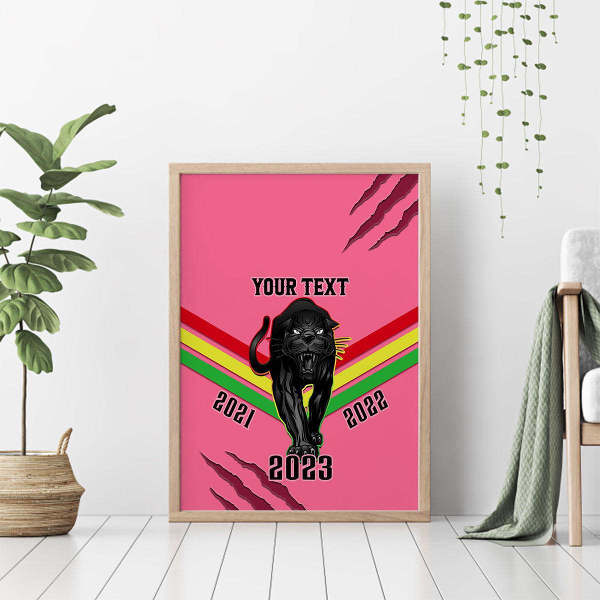 personalised-nrl-panthers-canvas-wall-art-premiers-2023-three-peat-proud-of-our-boys-pink