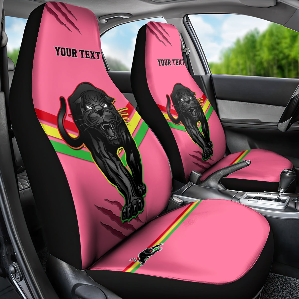 personalised-nrl-panthers-car-seat-cover-premiers-2023-three-peat-proud-of-our-boys-pink