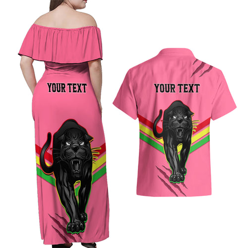 personalised-nrl-panthers-couples-matching-off-shoulder-maxi-dress-and-hawaiian-shirt-premiers-2023-three-peat-proud-of-our-boys-pink