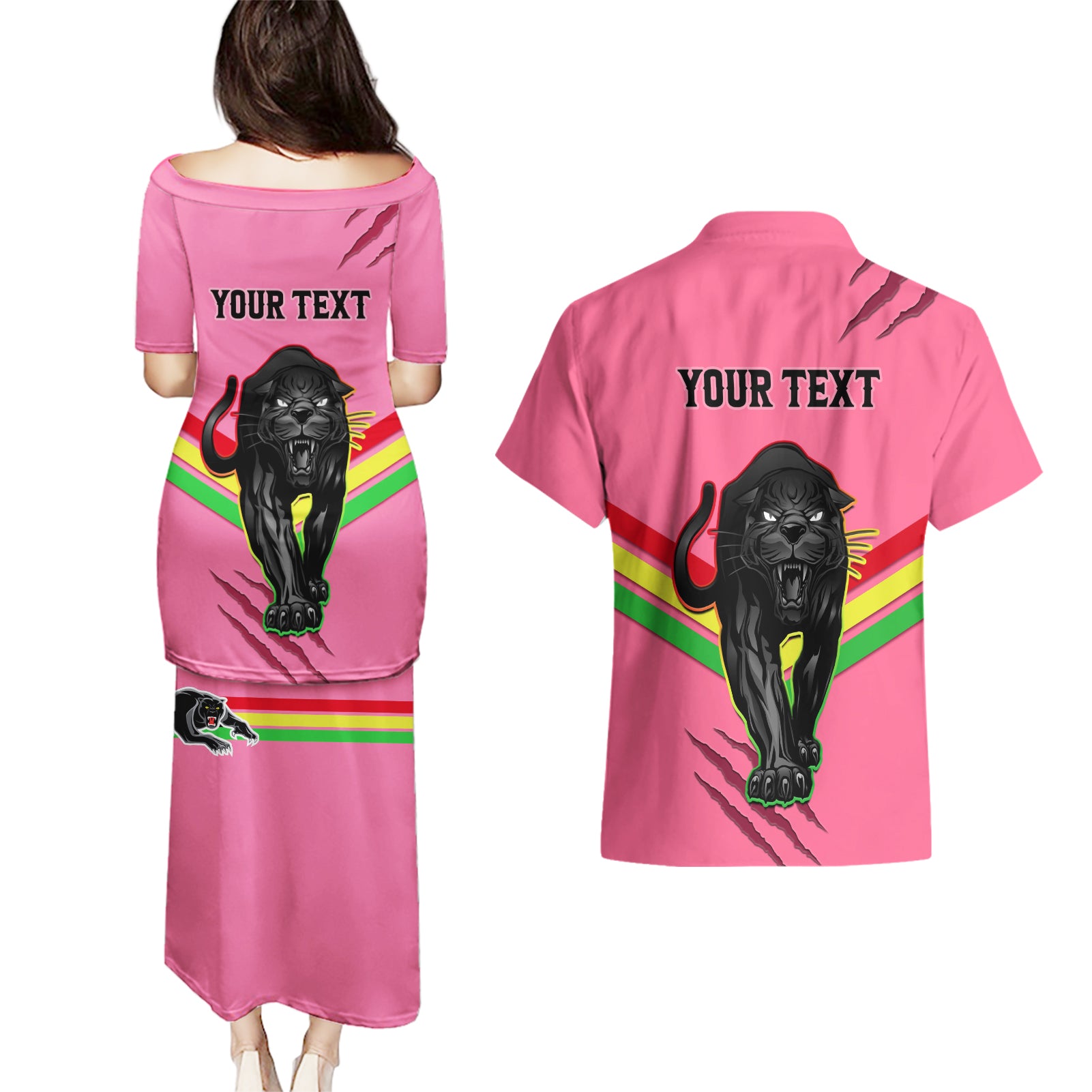 personalised-nrl-panthers-couples-matching-puletasi-dress-and-hawaiian-shirt-premiers-2023-three-peat-proud-of-our-boys-pink
