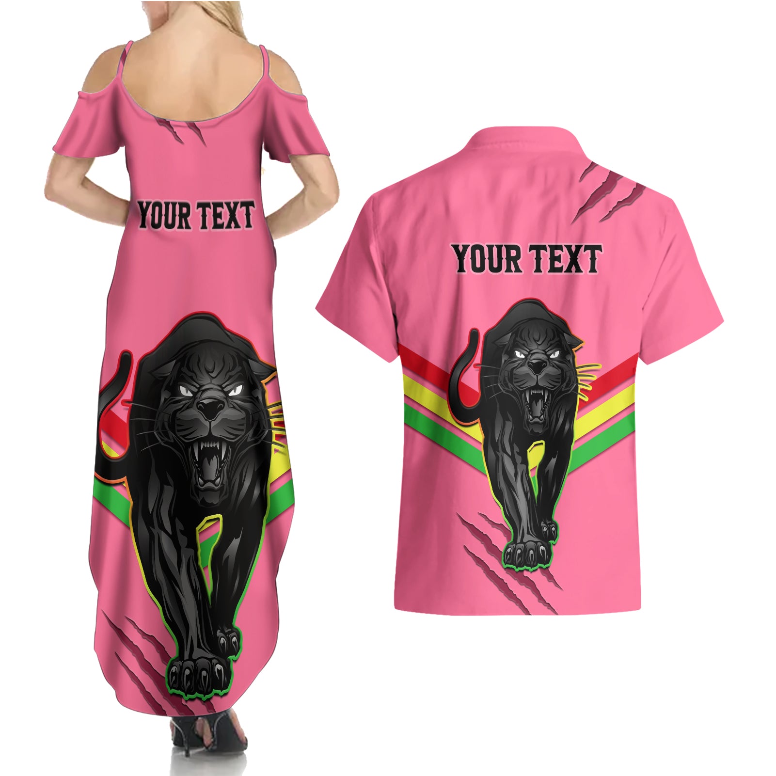 personalised-nrl-panthers-couples-matching-summer-maxi-dress-and-hawaiian-shirt-premiers-2023-three-peat-proud-of-our-boys-pink