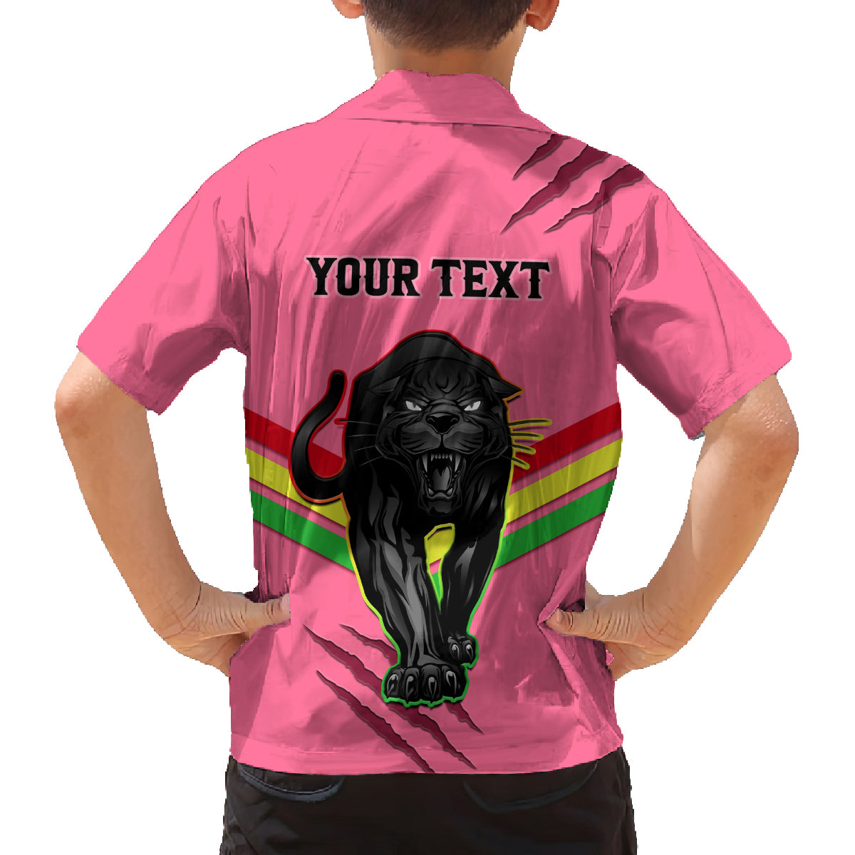 personalised-nrl-panthers-family-matching-off-shoulder-maxi-dress-and-hawaiian-shirt-premiers-2023-three-peat-proud-of-our-boys-pink