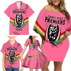 personalised-nrl-panthers-family-matching-off-shoulder-short-dress-and-hawaiian-shirt-premiers-2023-three-peat-proud-of-our-boys-pink