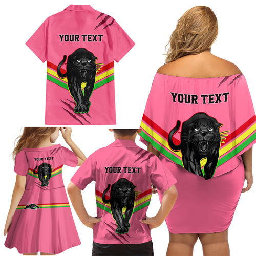 personalised-nrl-panthers-family-matching-off-shoulder-short-dress-and-hawaiian-shirt-premiers-2023-three-peat-proud-of-our-boys-pink