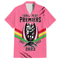 personalised-nrl-panthers-family-matching-off-shoulder-short-dress-and-hawaiian-shirt-premiers-2023-three-peat-proud-of-our-boys-pink