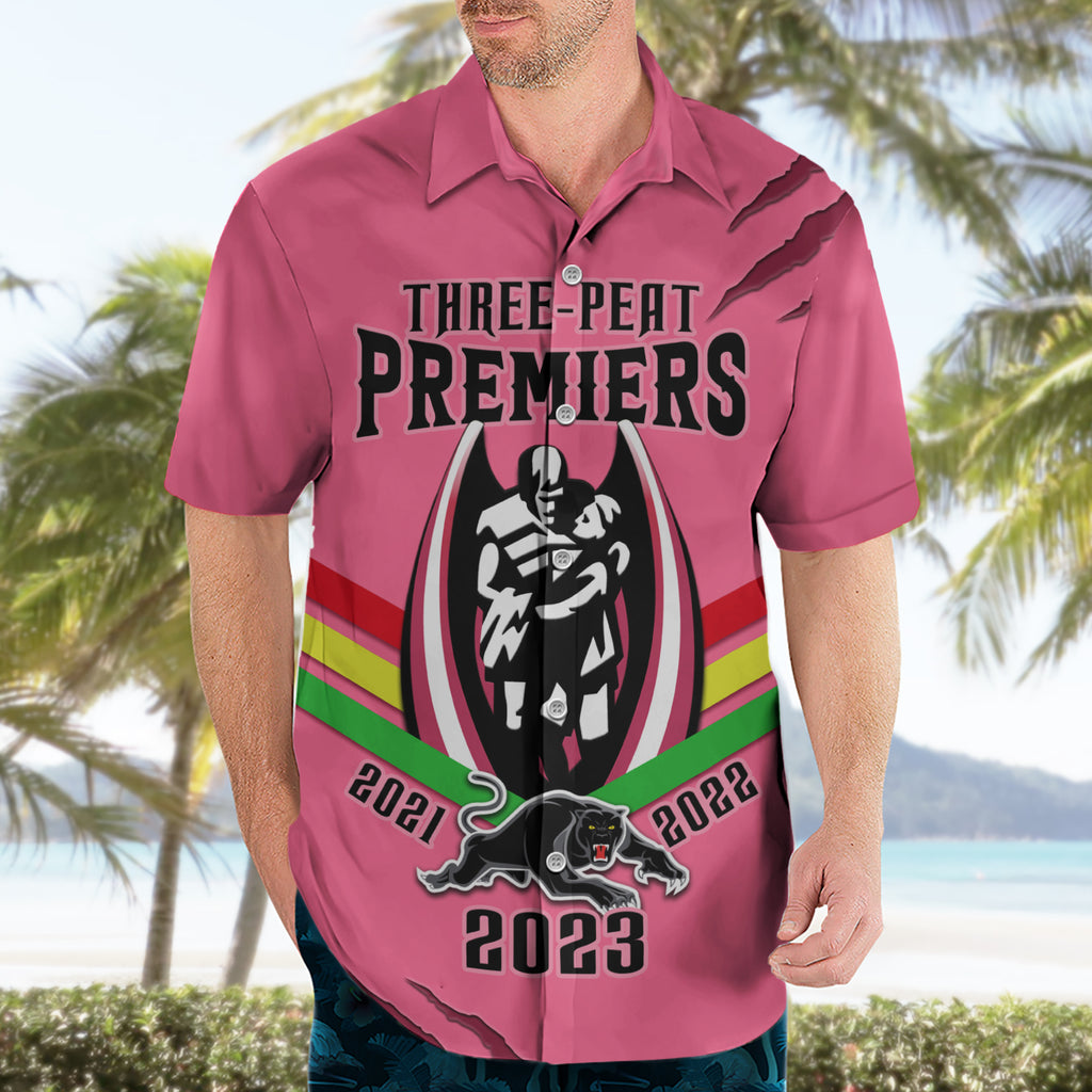 personalised-nrl-panthers-hawaiian-shirt-premiers-2023-three-peat-proud-of-our-boys-pink