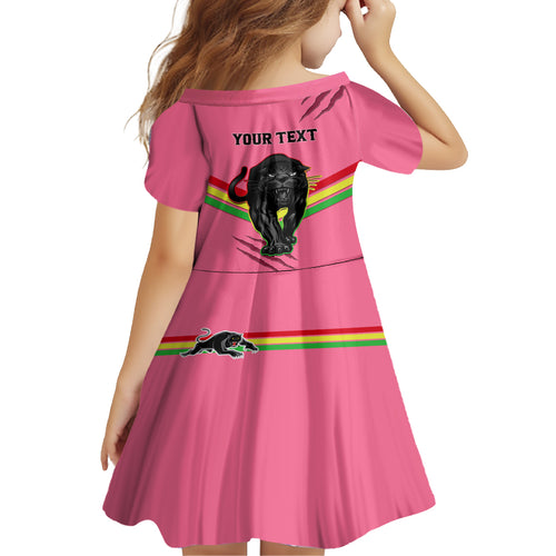 personalised-nrl-panthers-kid-short-sleeve-dress-premiers-2023-three-peat-proud-of-our-boys-pink