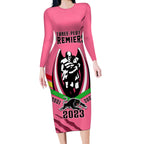 personalised-nrl-panthers-long-sleeve-bodycon-dress-premiers-2023-three-peat-proud-of-our-boys-pink