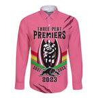 personalised-nrl-panthers-long-sleeve-button-shirt-premiers-2023-three-peat-proud-of-our-boys-pink